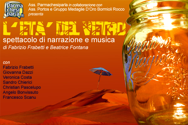 L'età del vetro, performance teatrale e musicale. Manifestino creato in occasione del Festival Diritti Umani 2010, Parma.